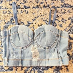 Stylish Denim Bustier Top!
